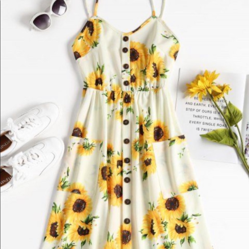 Midi Sunflower Sun Dress